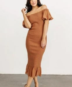 RR Alana Smocked Midi Dress | Mocha