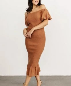RR Alana Smocked Midi Dress | Mocha