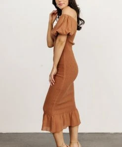 RR Alana Smocked Midi Dress | Mocha