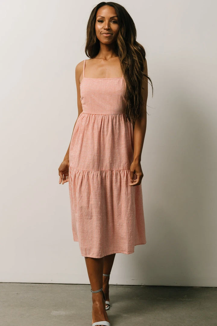 BS Dresses Alaska Open Tie Back Midi Dress | Clay 1 BS Dresses Alaska Open Tie Back Midi Dress | Clay