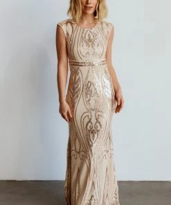 RR Alessia Sequin Gown | Champagne Dresses
