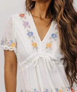 POL Dresses Alexis Embroidered Baby Doll Dress | Off White Multi