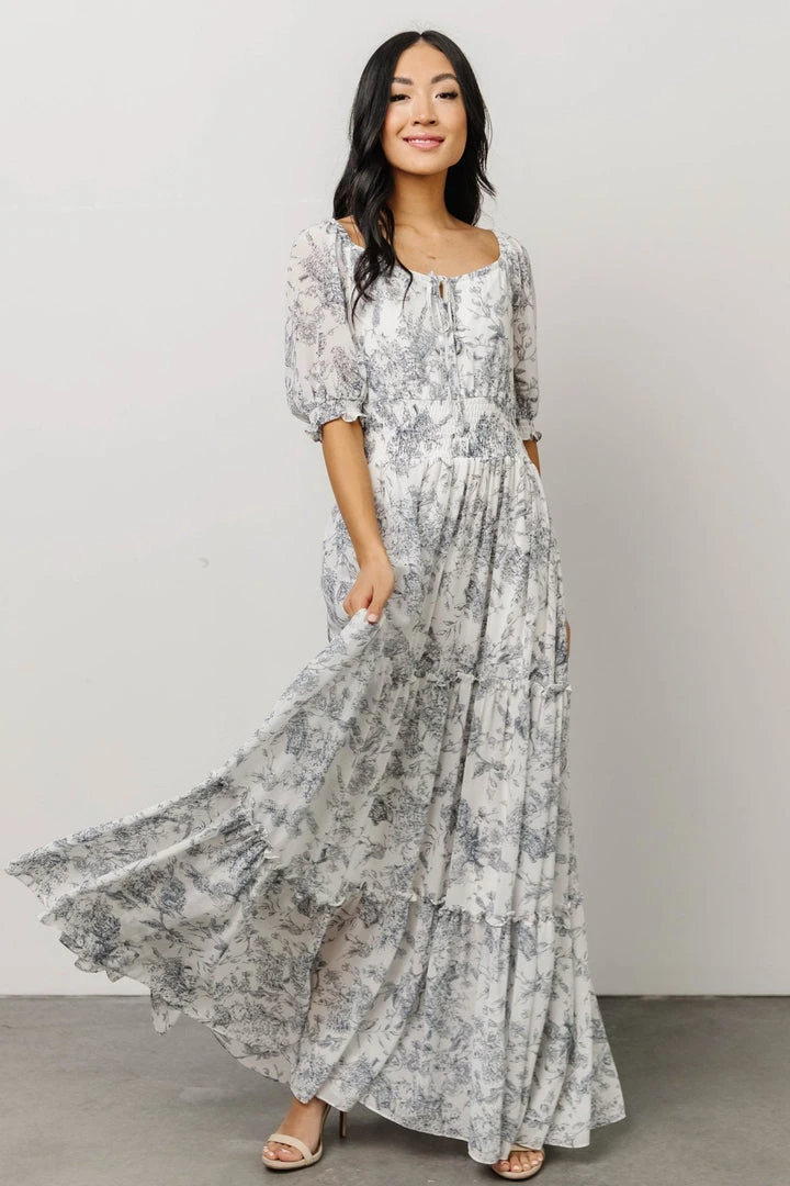 BB Custom Alice Smocked Maxi Dress | Blue Print 2 BB Custom Alice Smocked Maxi Dress | Blue Print