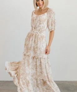 BB Custom Alice Smocked Maxi Dress | Taupe Print 10 BB Custom Alice Smocked Maxi Dress | Taupe Print