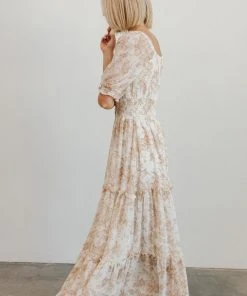 BB Custom Alice Smocked Maxi Dress | Taupe Print 13 BB Custom Alice Smocked Maxi Dress | Taupe Print