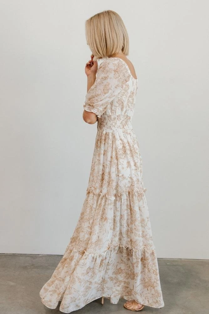 BB Custom Alice Smocked Maxi Dress | Taupe Print 6 BB Custom Alice Smocked Maxi Dress | Taupe Print