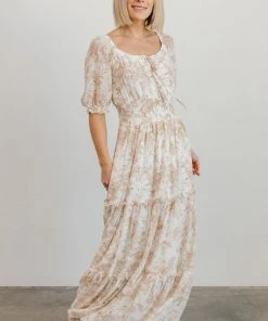 BB Custom Alice Smocked Maxi Dress | Taupe Print 12 BB Custom Alice Smocked Maxi Dress | Taupe Print