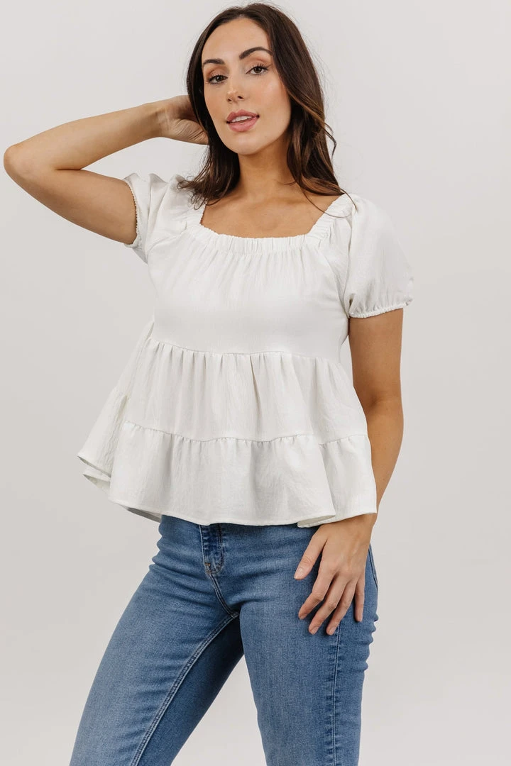 GIL Alina Tiered Top | White 1 GIL Alina Tiered Top | White