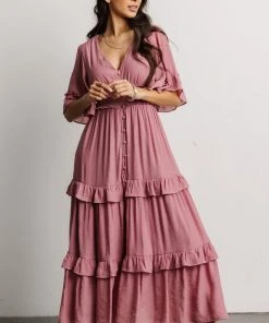 FT Alta Tiered Maxi Dress | Dusty Mauve Dresses