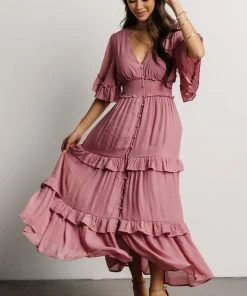 FT Alta Tiered Maxi Dress | Dusty Mauve Dresses