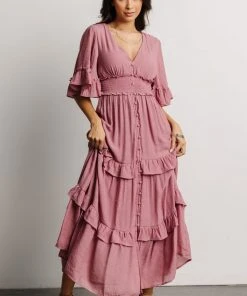 FT Alta Tiered Maxi Dress | Dusty Mauve Dresses