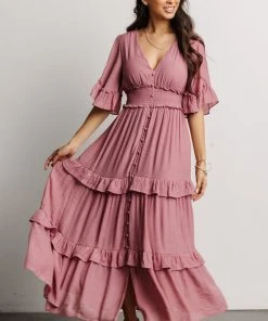 FT Alta Tiered Maxi Dress | Dusty Mauve Dresses