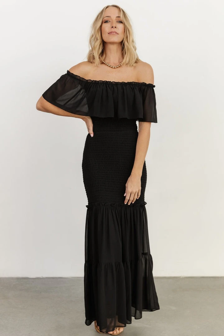 JH Amalfi Smocked Maxi Dress | Black JH Amalfi Smocked Maxi Dress | Black