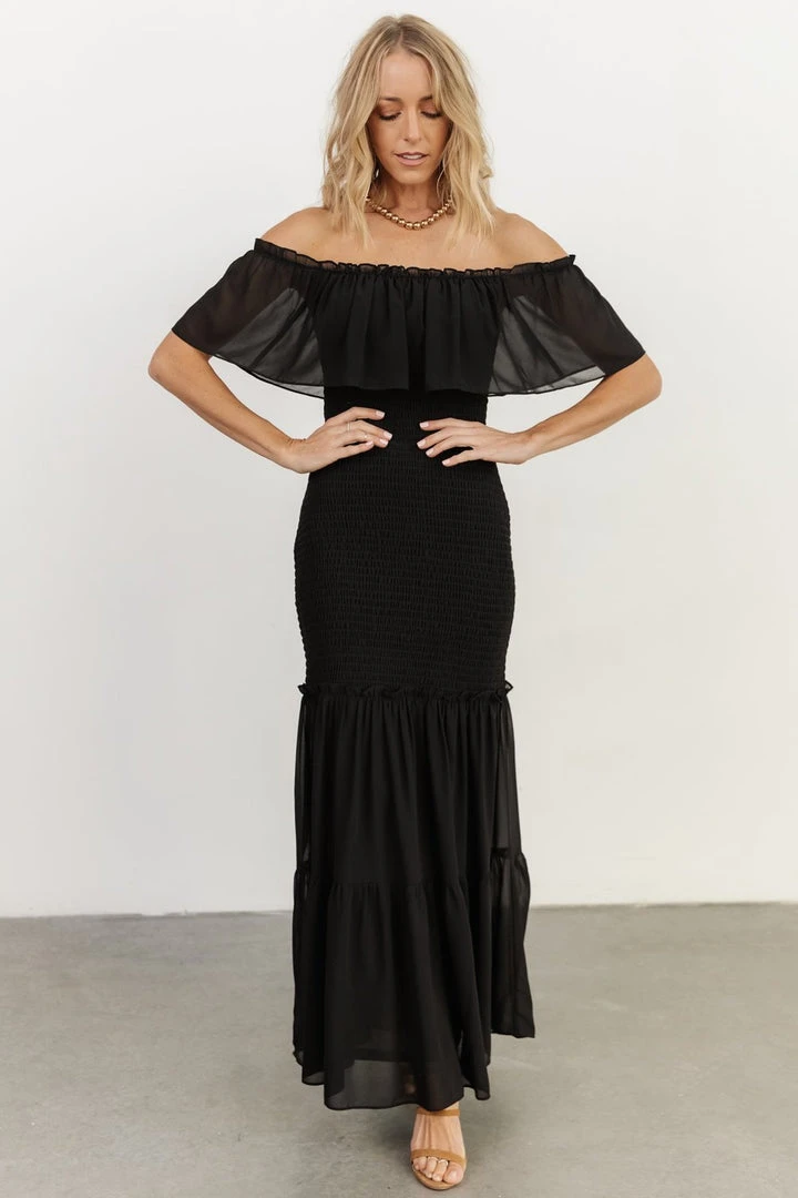 JH Amalfi Smocked Maxi Dress | Black JH Amalfi Smocked Maxi Dress | Black