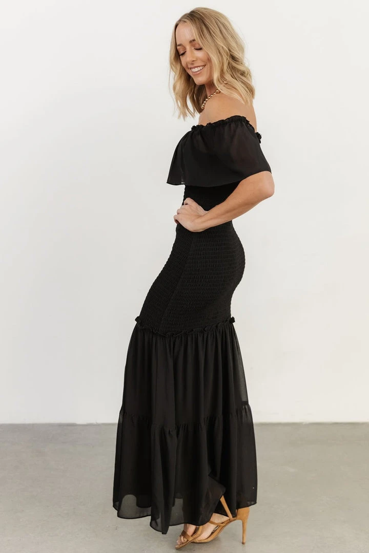 JH Amalfi Smocked Maxi Dress | Black JH Amalfi Smocked Maxi Dress | Black