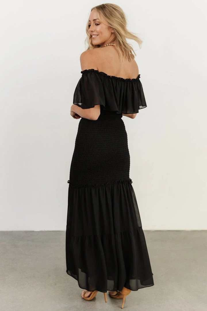 JH Amalfi Smocked Maxi Dress | Black JH Amalfi Smocked Maxi Dress | Black