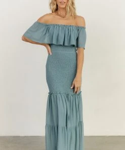 JH Dresses Amalfi Smocked Maxi Dress | Blue