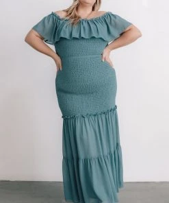 JH Dresses Amalfi Smocked Maxi Dress | Blue