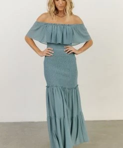 JH Dresses Amalfi Smocked Maxi Dress | Blue