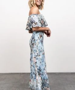 JH Amalfi Smocked Maxi Dress | Blue Floral Dresses