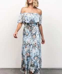 JH Amalfi Smocked Maxi Dress | Blue Floral Dresses