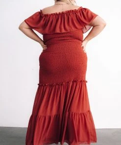 JH Dresses Amalfi Smocked Maxi Dress | Rust
