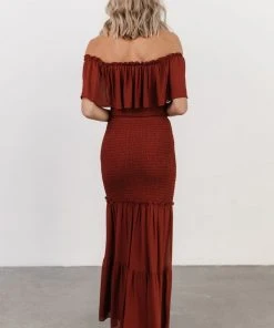 JH Dresses Amalfi Smocked Maxi Dress | Rust