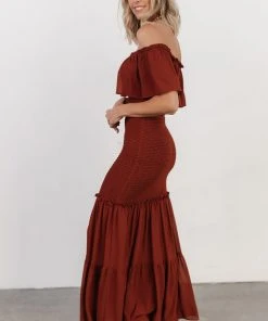 JH Dresses Amalfi Smocked Maxi Dress | Rust