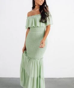 JH Dresses Amalfi Smocked Maxi Dress | Sage