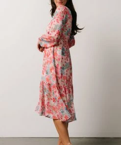 SL Amaretto Midi Dress | Pink + Blue Floral Dresses