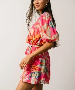 FT Amber Romper | Hot Pink Print Dresses