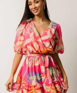 FT Amber Romper | Hot Pink Print Dresses