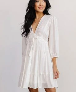 POL Amelia Boho Mini Dress | Off White