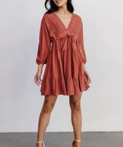 POL Dresses Amelia Boho Mini Dress | Rust