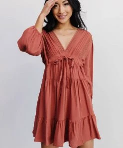 POL Dresses Amelia Boho Mini Dress | Rust