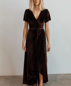 BB Custom Andi Ribbed Velvet Wrap Dress | Black Orchid Dresses