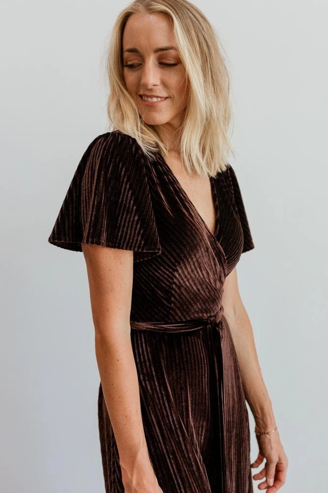 BB Custom Andi Ribbed Velvet Wrap Dress | Black Orchid Dresses 2 BB Custom Andi Ribbed Velvet Wrap Dress | Black Orchid Dresses