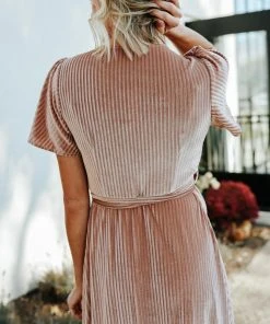 BB Custom Andi Ribbed Velvet Wrap Dress | Champagne Dresses