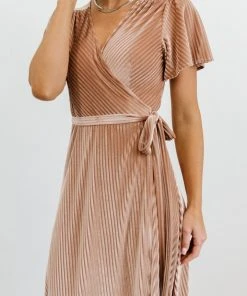 BB Custom Andi Ribbed Velvet Wrap Dress | Champagne Dresses
