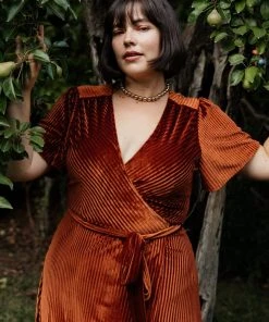 BB Custom Andi Ribbed Velvet Wrap Dress | Copper Dresses 10 BB Custom Andi Ribbed Velvet Wrap Dress | Copper Dresses