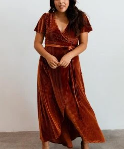 BB Custom Andi Ribbed Velvet Wrap Dress | Copper Dresses 14 BB Custom Andi Ribbed Velvet Wrap Dress | Copper Dresses