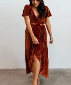 BB Custom Andi Ribbed Velvet Wrap Dress | Copper Dresses 11 BB Custom Andi Ribbed Velvet Wrap Dress | Copper Dresses