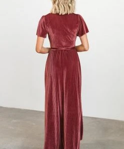 BB Custom Andi Ribbed Velvet Wrap Dress | Dark Rose
