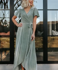 BB Custom Andi Ribbed Velvet Wrap Dress | Dusty Sage 7 BB Custom Andi Ribbed Velvet Wrap Dress | Dusty Sage