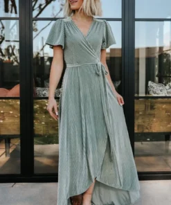 BB Custom Andi Ribbed Velvet Wrap Dress | Dusty Sage 5 BB Custom Andi Ribbed Velvet Wrap Dress | Dusty Sage