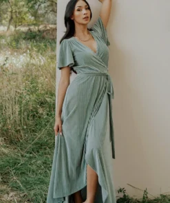 BB Custom Andi Ribbed Velvet Wrap Dress | Dusty Sage 12 BB Custom Andi Ribbed Velvet Wrap Dress | Dusty Sage