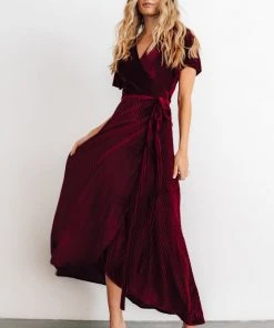 BB Custom Andi Ribbed Velvet Wrap Dress | Mulberry