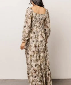 BB Custom Angelica Smocked Maxi Dress | Olive Floral Dresses