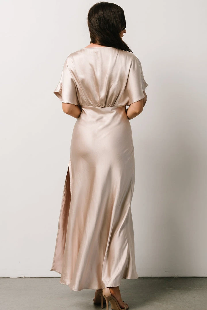 DF Anita Satin Dress | Champagne 3 DF Anita Satin Dress | Champagne