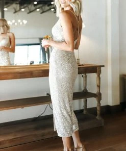 AK Annabel Sequin Tank Midi Dress Dresses